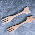 Dessert Spoon Smooth Surface Cute Cartoon Children Wooden Spoon Fork. 