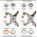 High Quality Metal Snap Buttons Press Pliers Tool Kit Includes 25 Metal Prong Snaps Buttons Sewing Free Buttons Set For Diy Crafts Home Sewing Accessories 9.5MM Metal Sewing Prong Ring Buttons Clip Pliers Button Press Snap Tool With 25pcs. 