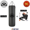 Boxing bag, Punching bag, (3&4 feet)-with, Boxing Gloves, Hand Wraps, Hanging Chain, For Men’s, Women’s, Kid’s, Comfortable with Durable Genuine Leather, Unfilled-Black color. 
