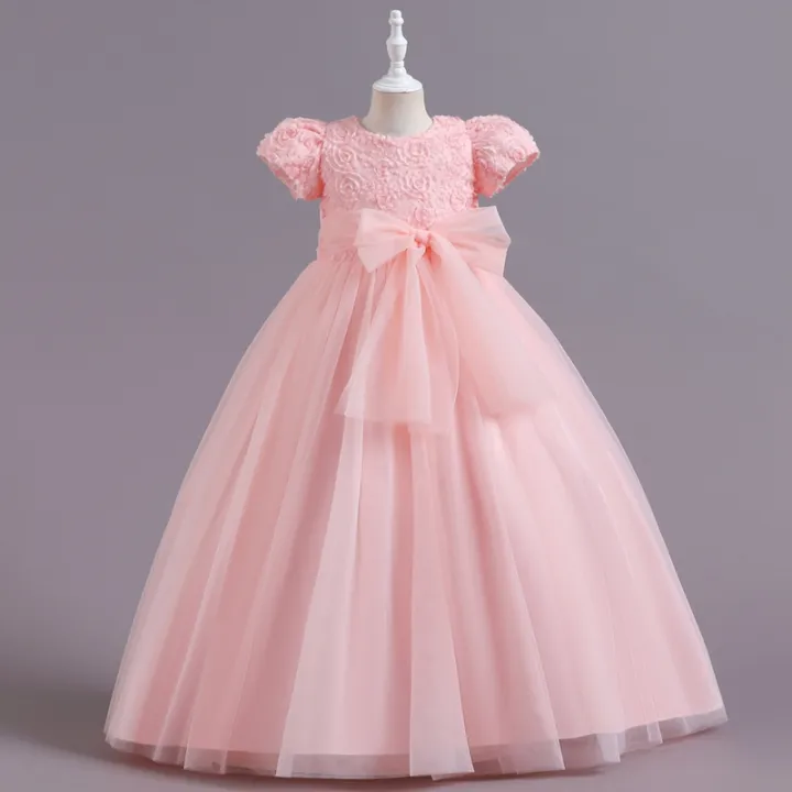 Kids%20Girl%E2%80%99s%20Tulle%20Dress,%20Short%20Sleeve%20Crew%20Neck%20Flower%20Bowknot%20Patchwork%20Dress%20for%20Party%20Stage%20Show%20-%20Image%208