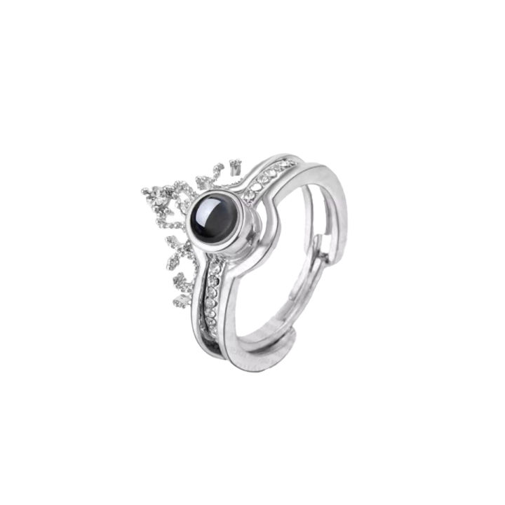 Crown Ring 100 Languages I Love You Projection Ring Couple Romantic Love Memory Jewelry For Your Loved Once Valentine Gift