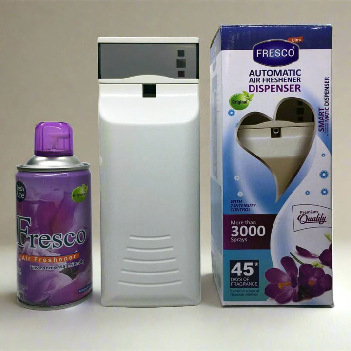 Automatic Perfume Dispenser with 300ml Air Freshener Refill & TOSHIBA D Size Battery – Full Kit for Home, Office, Washrooms