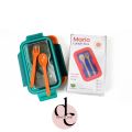 Mario Lunch Box with Two Compartments for School Students, Office Use, Travel Friendly comes with Fork & Spoon - 850ml. 