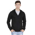 Export Quality best fleece plain stylish winter long sleeves zip up zipper jackets hoddies hoodies huddies hudies for men (Black). 
