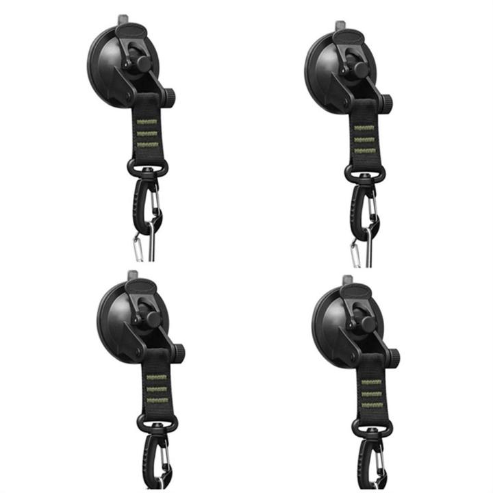 4 PCS 360° Rotating Camping Suction Hooks Car Suction Cups Anchor With D Ring For Awning-Green