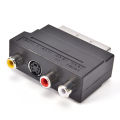 SCART Adaptor AV Block To 3 RCA Phono Composite S-Video With In/Out Switch GOLD. 