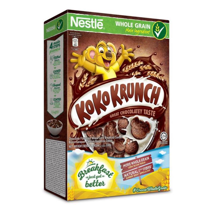 Breakfast Cereal - NESTLE KOKO KRUNCH Whole Grain Chocolate Flavoured Wheat Curls Breakfast Cereal Econo Pack 300g