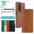 Nillkin Leather Protective Case for Samsung Galaxy Z Fold4 Phone Cases Luxury wallet Business Style Equipped with detachable pen holder for S Pen Back Cover. 