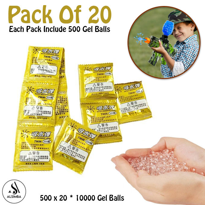 10000 Pcs Gel Balls For Gel Blasters Toygun Pack of 20 - Gel Splatter Blaster Refill - Compatible with Gel Ball Blaster - 7.5mm Gel Beads - Gel Balls Water Play Beads Crystal Water Beads For Toy