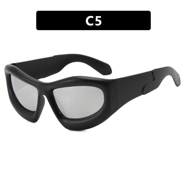 Fashion Y2K Cyberpunk Sunglasses Women Men UV400 Red Blue Shades Silver Mirror Lenses Vintage Outdoor Hiphop Eyewear Golven Toy