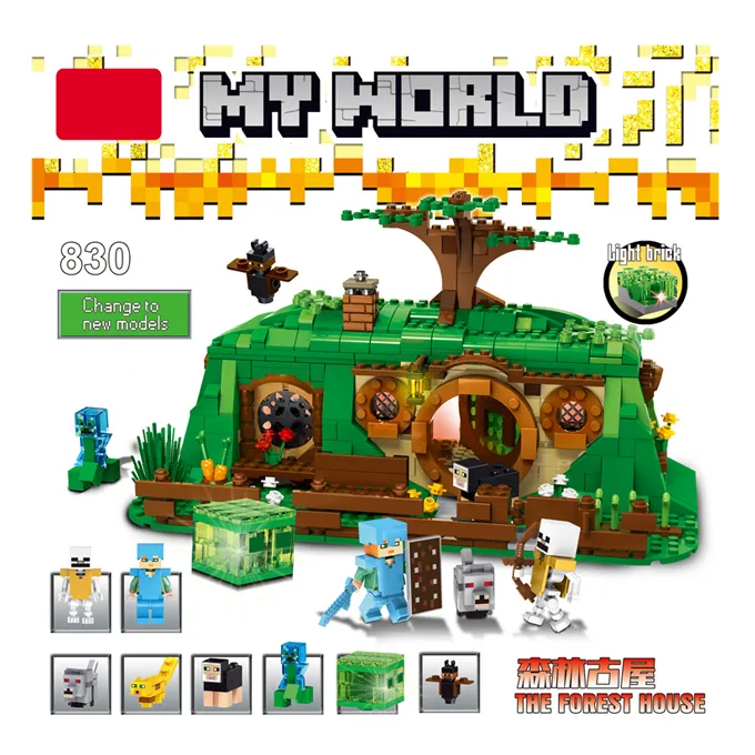 My%20World%20"Steve's%20Hobbit%20Forest%20House"%20Building%20Blocks%20Set%20With%20Lights%20Bricks%20-%20705+%20pcs%20-%20830%20-%20Image%205