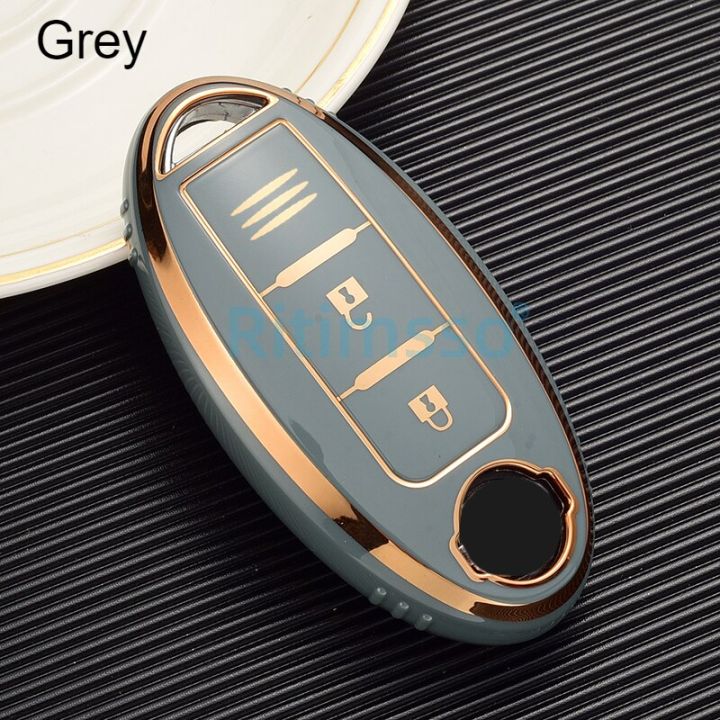 Custodia In Silicone TPU Per Chiave Auto Nissan: Cover Protettiva Per Qashqai J11, X-Trail, Juke, Micra, Murano, Tiida, Maxima, Altima, Pulsar (grigia, 2 Pulsanti)