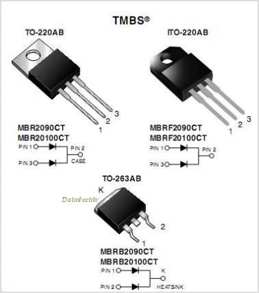 3pcs MBR20100CT SCHOTTKY BARRIER DIODE RECTIFIERS 20A,8