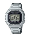 Casio General Illuminator Mens Silver Resin Digital Quartz Black Dial Silver Stainless Steel Band Watch-W-218HD-1AVDF. 