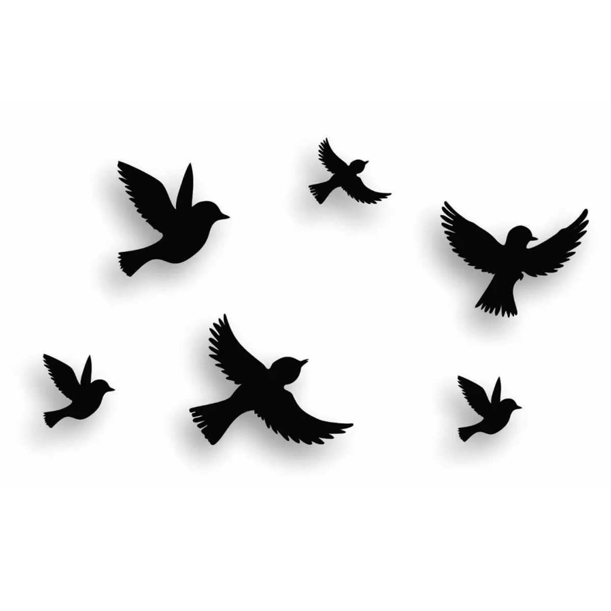 Pack of 6 Flying Wooden 3D Shape Birds