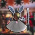 Halloween Party Costumes Cartoon Girls Animal Costume Bunny Headband Novelty Fashion 4pcs with Dress. 