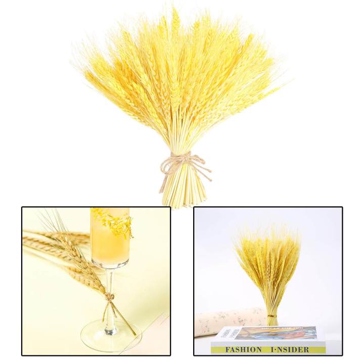 100 Stems Dried Wheat Stalks, Natural Dried Wheat Sheaves Fall Flower Arrangement Wheat Bouquet Bundle for DIY Home Table Wedding Xmas Decor