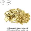 100 Pack Small Triangle Ring Steel Picture Hangers with Screws Picture Frames Picture Hang Solutions for Hanging Clock Paintings Artwork Picture Frame Hook Photos(Gold). 