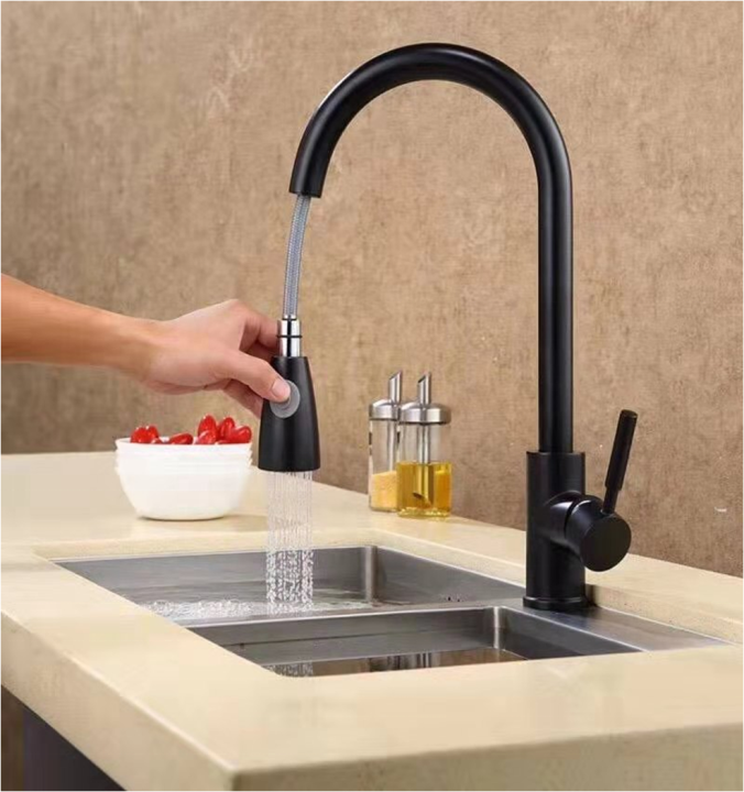 Pull Out Kitchen Sink Mixer Tap Stream Sprayer Head Chrome/Black Imported with Movable Head