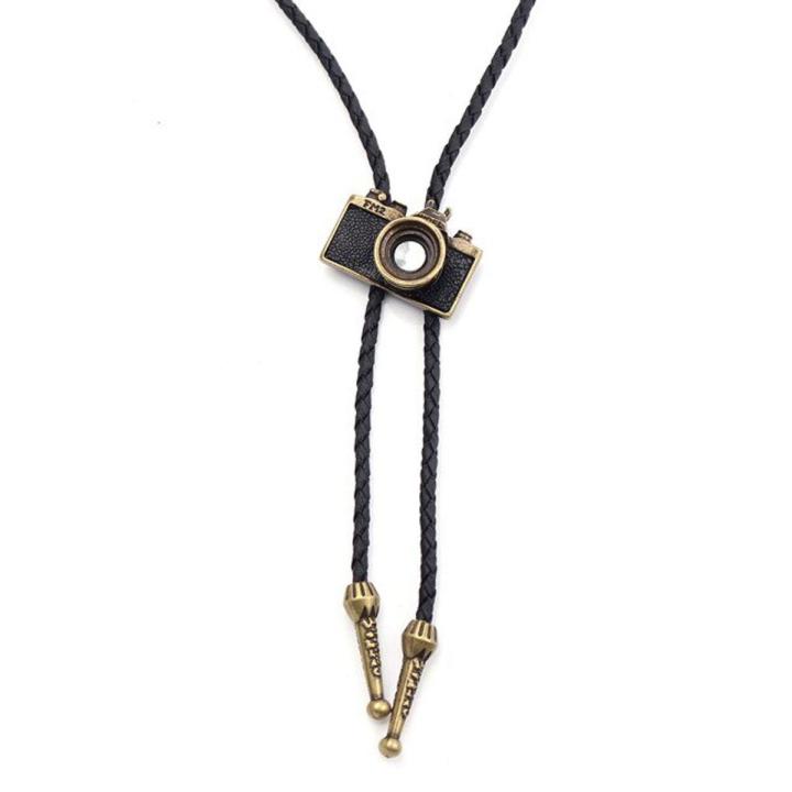 AZORA Western Cowboy Bolo Tie - Leather Cord & Cow Skull Pendant Necklace For Men & Women, Adjustable