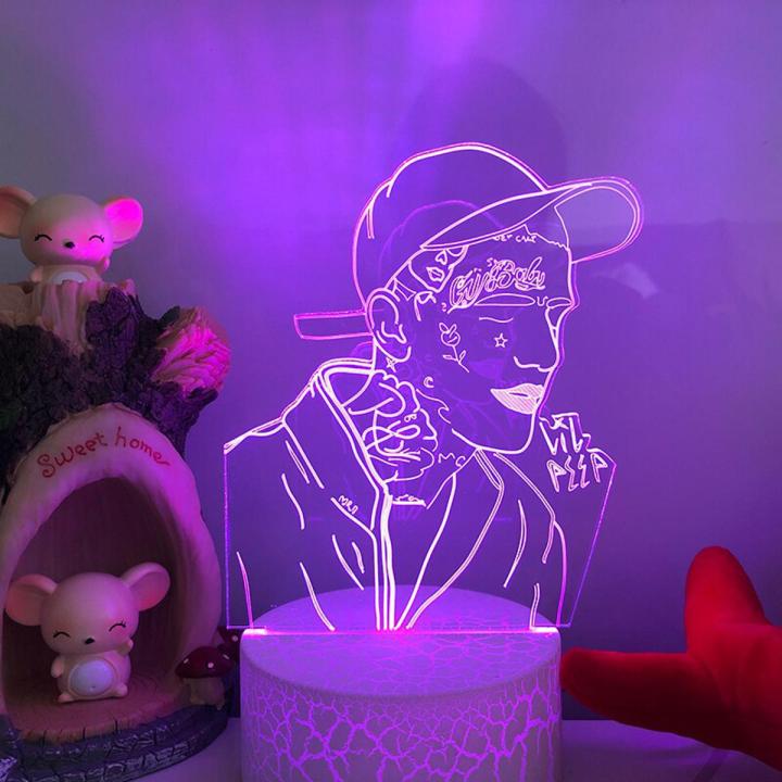 American Rapper Lil Peep Led Night Light for Home Decoration Colorful Nightlight Gift for Fans Dropshipping 3d Lamp Celebrity