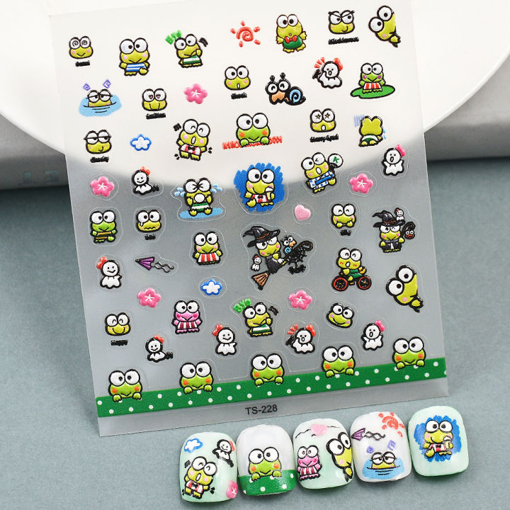 Sanrio Embossed 5D Nail Sticker Anime Nail Art Supplies Kero Kero Keroppi My Melody Hello Kitty Stickers Nail Decoration Decals