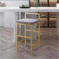 DECOR 38100 Classic Bar Stool / Breakfast Stool / High Stool Barstools Counter Height, Modern Bar Stool Kitchen Breakfast Chair with Grey Cushion and Metal Legs - Golden. 