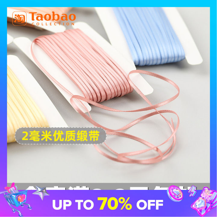 Thin Ribbon 2mm Decorative Red Ribbon Ribbon DIY Bookmark Jewelry Material Red Gift Packaging Ribbon