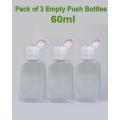 Pack of 3 Empty Plastic Push Bottle 60ML. 