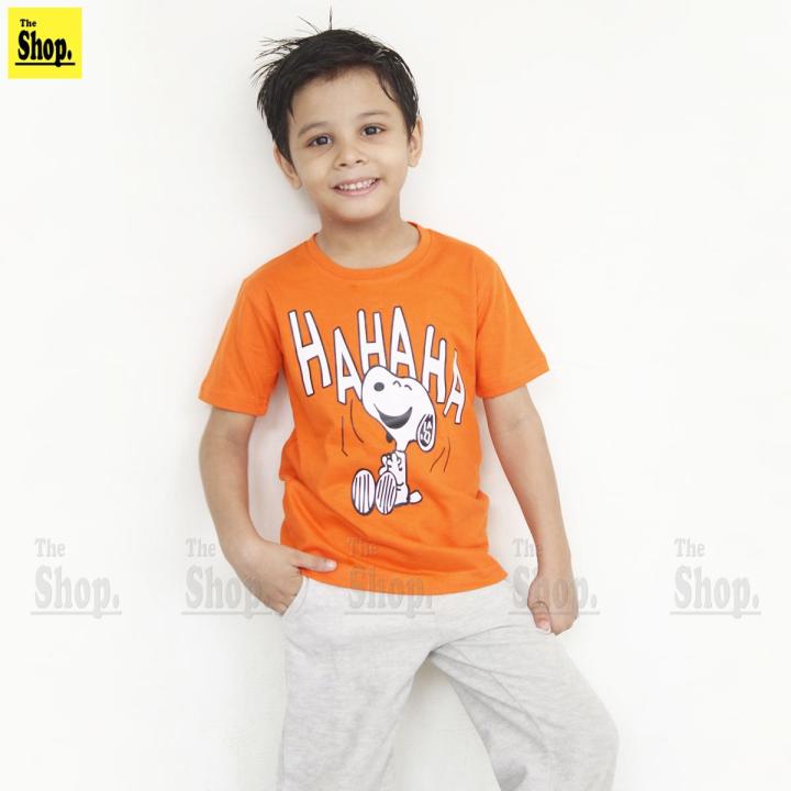 The Shop - Orange Snoopy T Shirt For Boys And Girls Kids, Cool Cartoon Character T-Shirt - PS-OT1