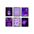 Purple Aesthetics Frame set 6 Pcs Motivational Quotes Set Collage 5x7" size Photo Wall Decoration Photo Frame Wall Hanging Home Decoration Picture Gallery for Living Room Bedroom Study Room. 