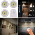 Wireless LED Under Cabinet Light Bedroom Lights with Remote Control 3W Super Bright Cob Under Cabinet Light LED Wireless Remote Control Dimmable Wardrobe Night Lamp LED Lights, Storage Rooms, Kitchens (Batteries Not Included) (Pack of 3). 