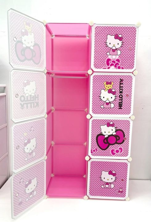 HELLO%20KITTY%208%20Cubic%20DIY%20(Nylone)%20Plastic%20Baby%20Clothes%20Cabinet%20Space%20Saver%20Organizer%20/%20Baby%20cupboard%20and%20Baby%20Hanging%20Wardrobe%20-%208%20Cubes%20Storage%20Cabinet%20&%20Wardrobe%20For%20Kids%20With%20Hanging%20Rod%20-%20Image%206