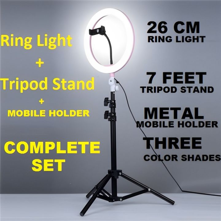Top%20quality%20Ring%20Light%20with%207ft%20Aluminium%20Tripod%20Stand%20&%20Mobile%20Stand%20Holder%20(3%20Shades%20in%20Light)%20with%20remote%20shutter%20Ring%20Light%20with%20Stand%20-%20Image%203