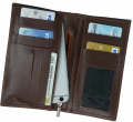 JILD-18 Pockets Leather Long Wallet-DARK BROWN. 