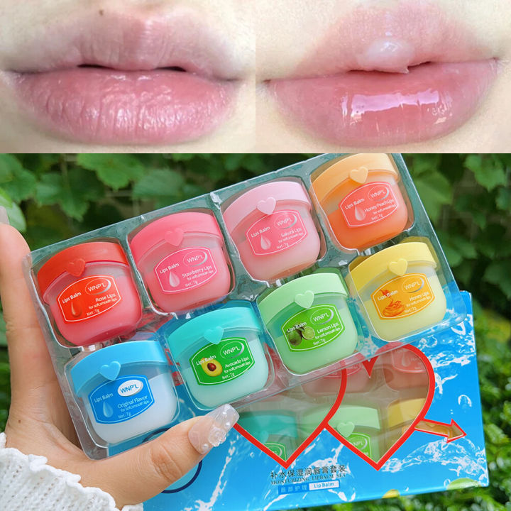 4/6/8Pc Transparent Moisture Lip Balm Fruit Plant Essence Hydrating Lip Mask Lipstick Primer Lip Care