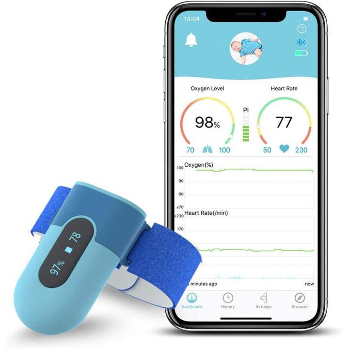 Wellue BabyO2 Baby Wearable Blood Oxygen Saturation Monitor with Alarm in APP Bluetooth (for 0-3 Years Old)