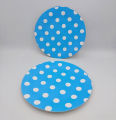 BLUE POLKA DOT PAPER PLATES - PACK OF 10 PAPER PLATES - BLUE THEME PAPER PLATES. 