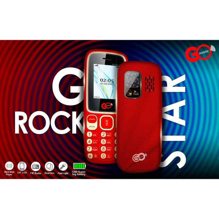 GO MOBILE ROCKSTAR - 1.8 Inch - 1200mAh Battery - DualSim - Wireless FM Radio - AnyColorc