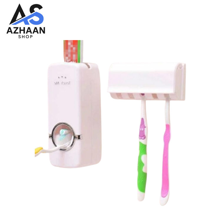 Automatic Toothpaste Dispenser and 5 Toothbrush Holder Set – Wall ...