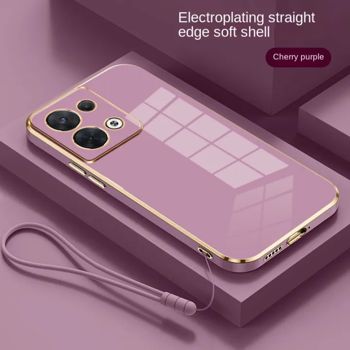 OPPO%20Reno%208%20Pro%20Reno8%20Pro%205G%20Luxury%20Square%20Edges%20Plating%20Back%20TPU%20Soft%20Phone%20Case%20with%20Lanyard%20Glossy%20Casing%20-%20Image%202