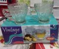 6 Pcs Transparent Glass Mugs Tea Cups Random Designs. 