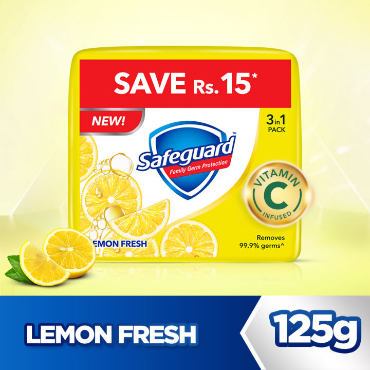 Safeguard Bath Soap Lemon Fresh 125gm (Bundle of 3)