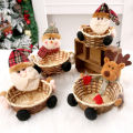 Christmas Candy Wicker Basket Xmas Decor Elk Snowman Santa Claus Fruit Food Storage Baskets Home Decoration новый год 2021 @45. 