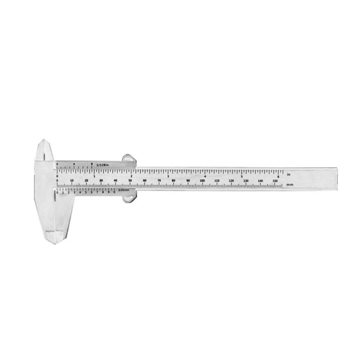 Plastic Vernier Caliber 150mm Calipers Measuring Instrument Handle Tool Double Scale Sliding Measurement Ruler for Students-white B
