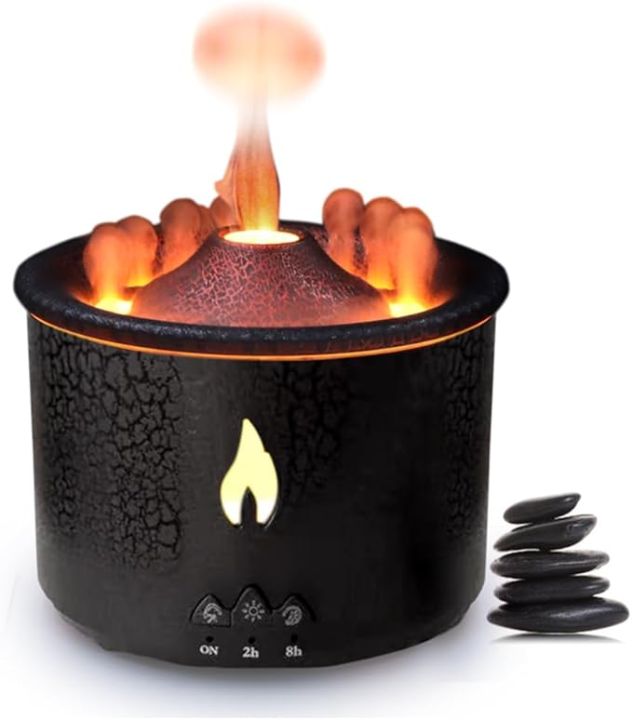 Volcanic Flame Effect Air Diffuser & Cool Mist Humidifier – LED Ambient ...