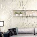 Simple happiness53cm European Style Non-woven Fabric Room Decor Background Wall Wallpaper Simple Modern 3D Curve Stripe Stickers Home Decoration. 