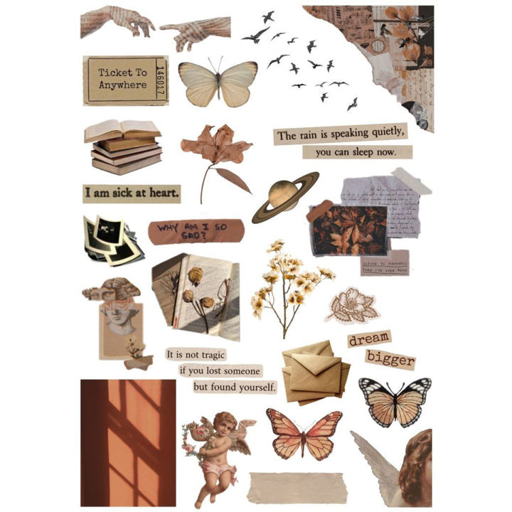 Brown theme journaling stickers, scrapbooking, vintage stickers, mobile stickers