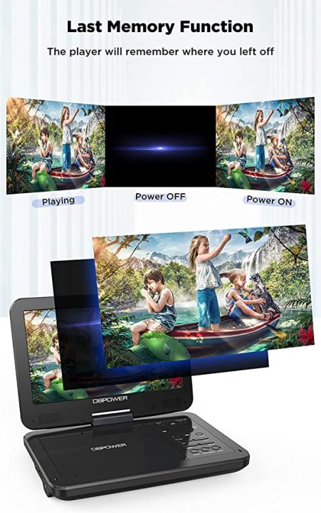 DBPOWER%2012.5"%20Portable%20DVD%20Player%20with%2010.5"%20Swivel%20Screen,%20Built-in%205%20Hours%20Rechargeable%20Battery,%20Supports%20All%20Region,%20Earphone/SD%20Card/USB/AV-in/AV-out%20(Black)%20-%20Image%204