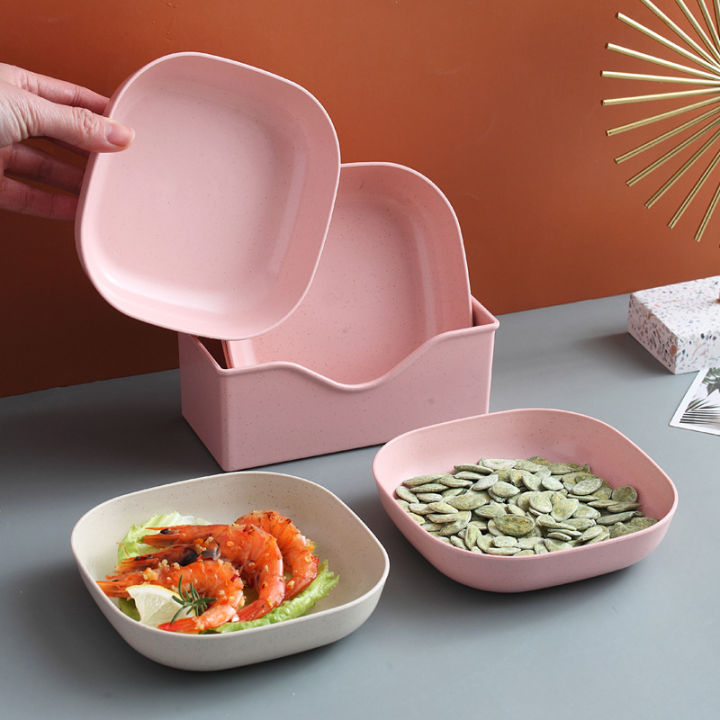 10Pcs%20Creative%20Spit%20Bone%20Dish%20Household%20Food%20Grade%20Plastic%20Dish%20Elliptical%20Plate%20Set%20Dining%20Table%20Plate%20-%20Image%204